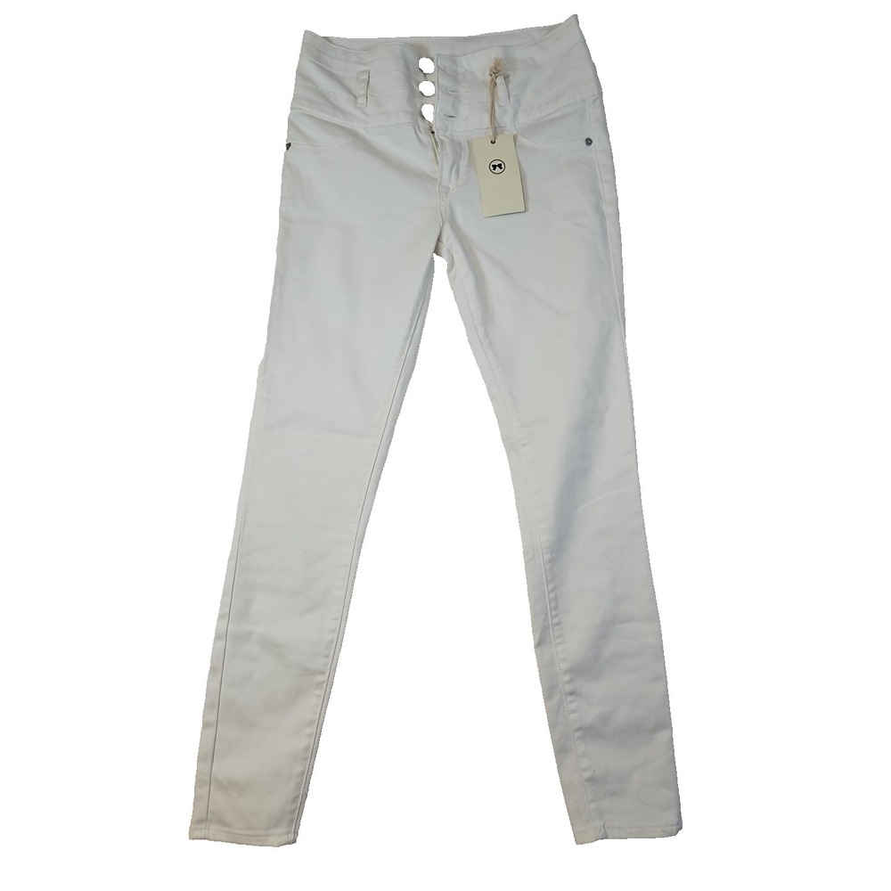 Ashley Mason Jeans Womens White Denim Button Fly Crop Size 7